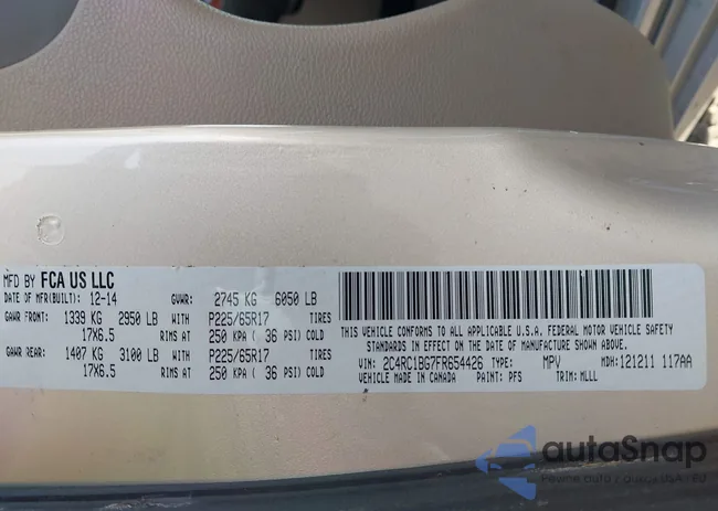 2C4RC1BG7FR654426: 43854685