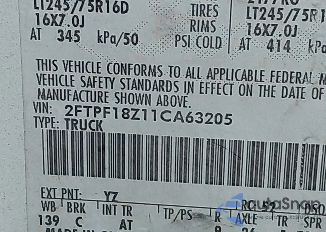 2FTPF18Z11CA63205: 43856170