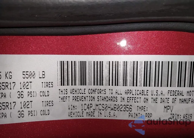 1C4PJMCS0HW602356: 43855800