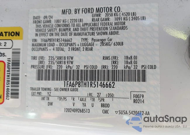 1FA6P8TH1R5146662: 43856934