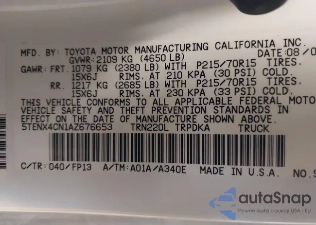 5TENX4CN1AZ676653: 43857282