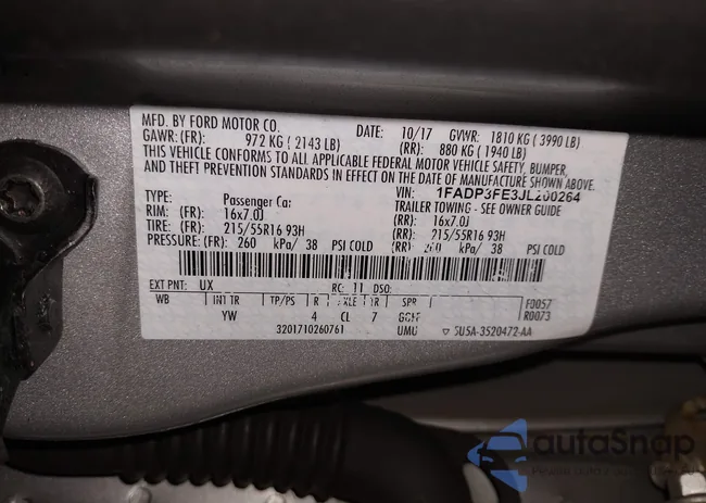 1FADP3FE3JL200264: 43857343