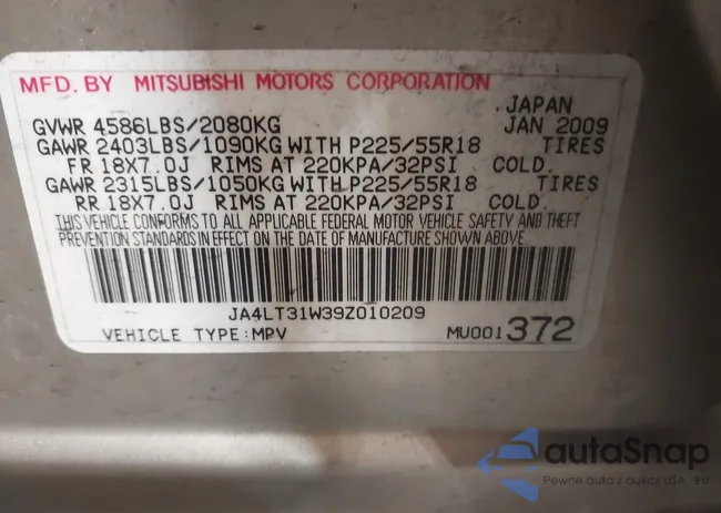 JA4LT31W39Z010209: 43856659