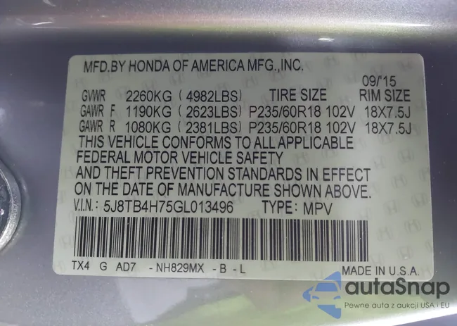 5J8TB4H75GL013496: 43856789