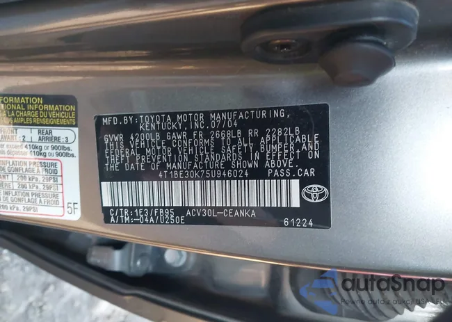 4T1BE30K75U946024: 43858119