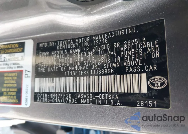 4T1BF1FK4HU368896: 43858300