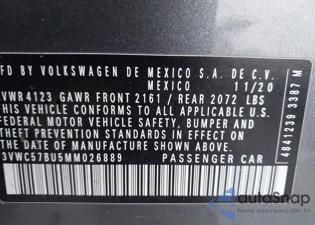 3VWC57BU5MM026889: 43858431