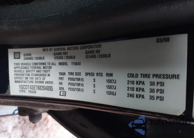 1GCDT43E788204895: 43857591