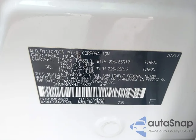 JTMZFREVXHJ125673: 43857699