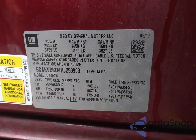 5GAKVBKD4HJ299909: 43859084