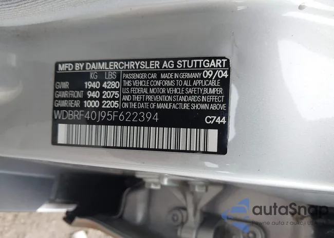 WDBRF40J95F622394: 43859113