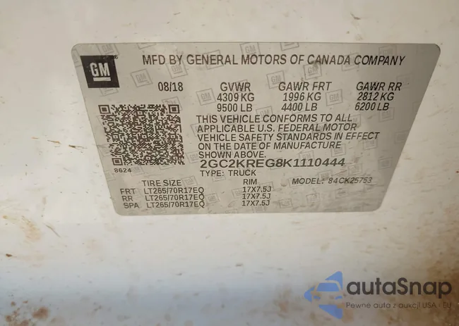 2GC2KREG8K1110444: 43859123