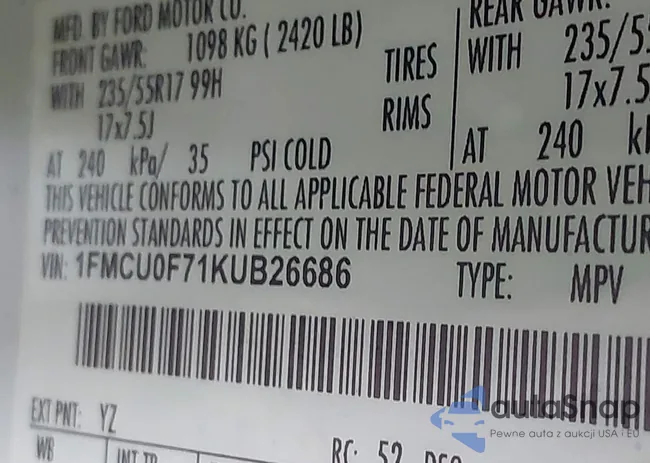 1FMCU0F71KUB26686: 43859295