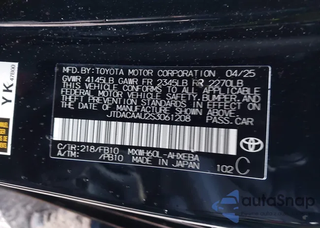 JTDACAAU2S3061208: 43858837