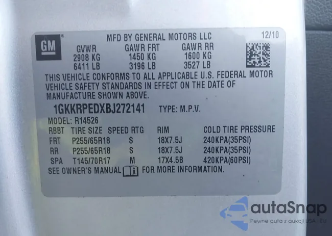 1GKKRPEDXBJ272141: 43859979