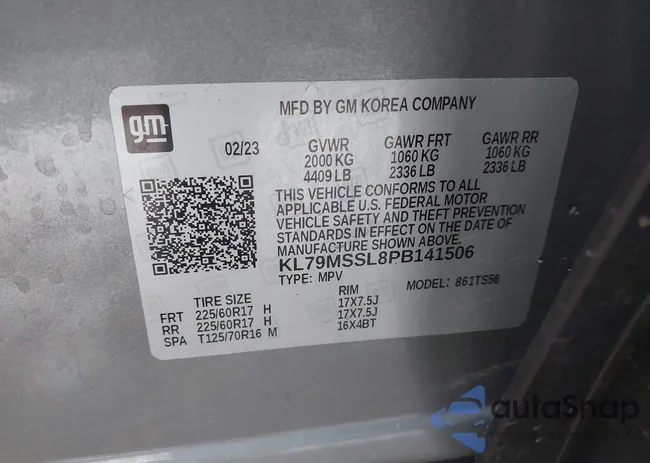 KL79MSSL8PB141506: 43860012