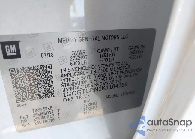 1GCGTCEN1K1104165: 43860122