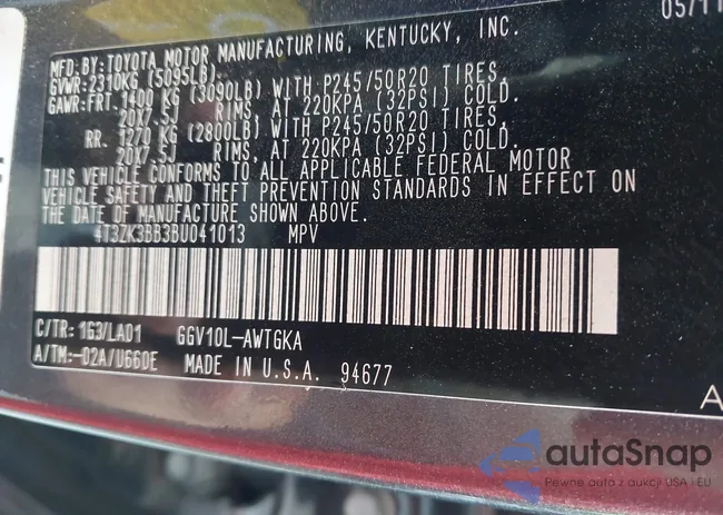 4T3ZK3BB3BU041013: 43860189