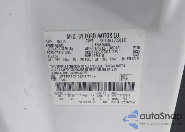 1FTFX1CF5EKF33520: 43860204