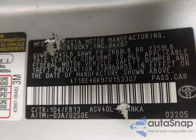 4T1BE46K97U153307: 43860305