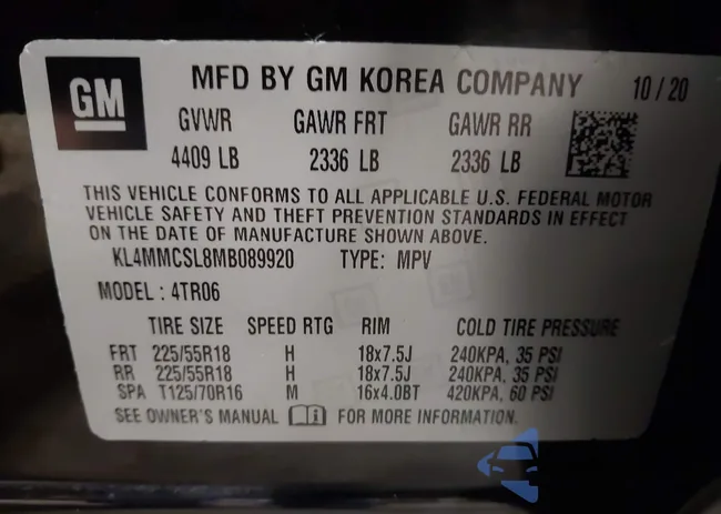 KL4MMCSL8MB089920: 43860391