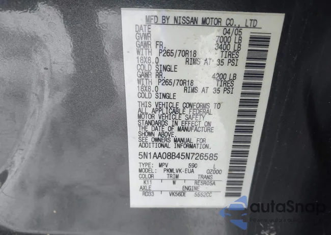 5N1AA08B45N726585: 43860423