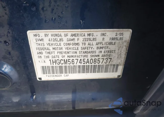 1HGCM56745A085737: 43859583