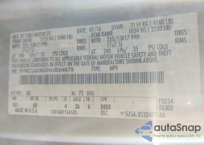 1FMCU0G93HUB04875: 43859666