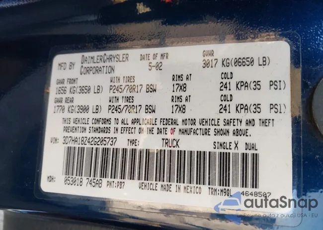 3D7HA18Z42G205737: 43859699