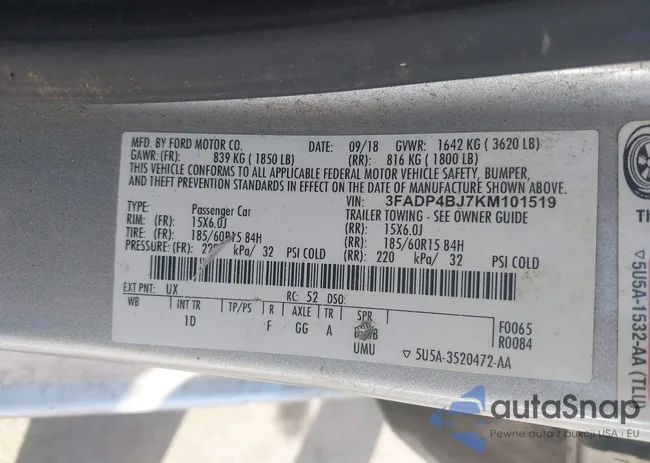 3FADP4BJ7KM101519: 43860887