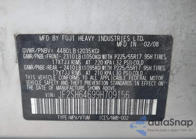 JF2SH64699H709156: 43861048