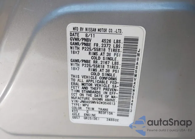 JN8AS5MV4CW354613: 43861079