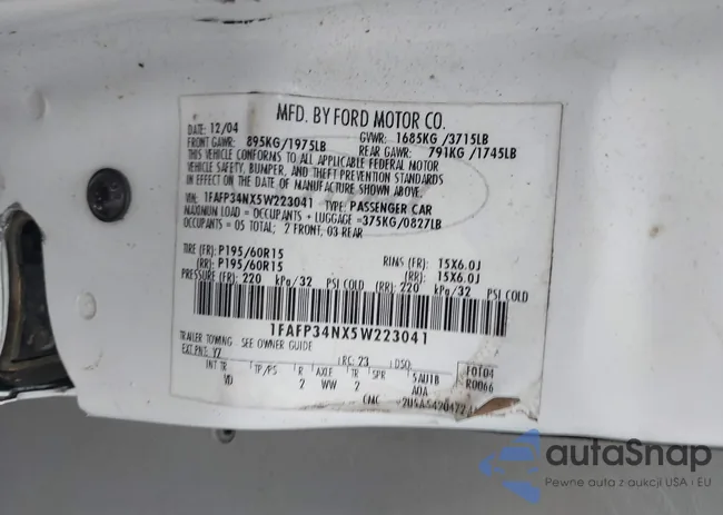 1FAFP34NX5W223041: 43860487