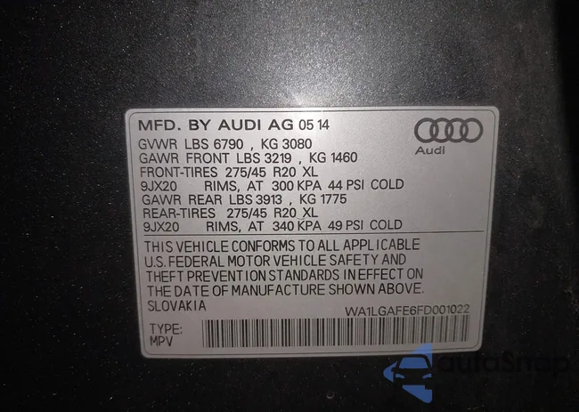 WA1LGAFE6FD001022: 43860605