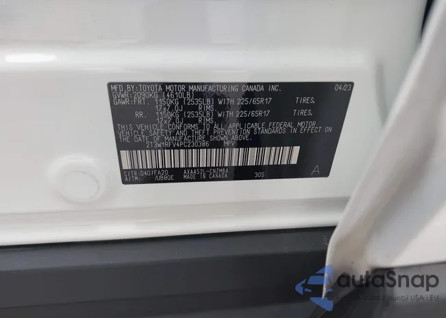 2T3W1RFV4PC230386: 43860636