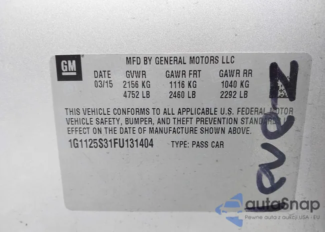 1G1125S31FU131404: 43860649