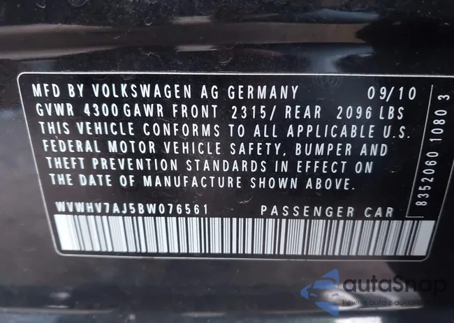 WVWHV7AJ5BW076561: 43860661