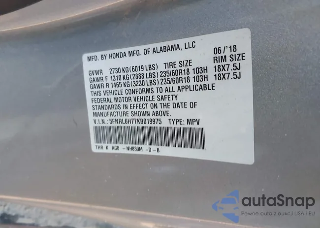 5FNRL6H77KB019975: 43860697