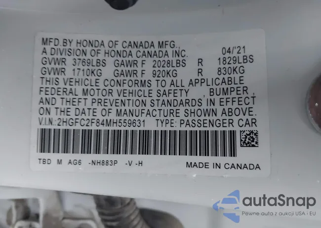 2HGFC2F84MH559631: 43860723