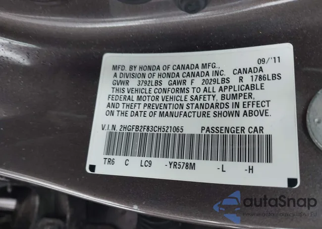 2HGFB2F83CH521065: 43861917