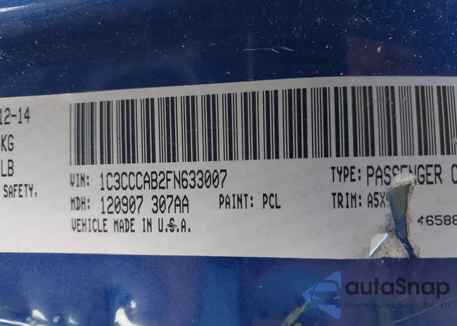 1C3CCCAB2FN633007: 43861982