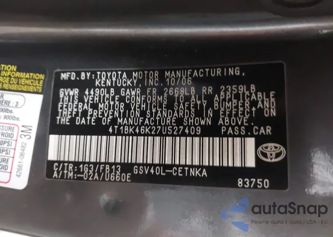 4T1BK46K27U527409: 43862007