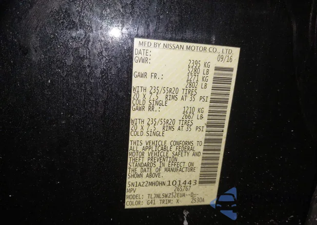 5N1AZ2MH0HN101443: 43862141