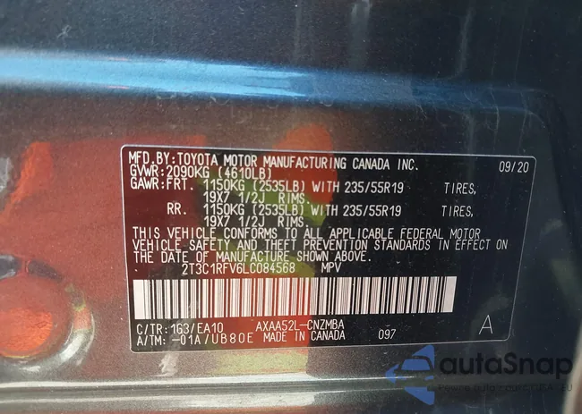 2T3C1RFV6LC084568: 43862217