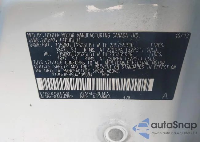 2T3DFREV5DW109094: 43862260