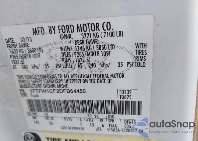 1FTFW1CF2DFB64450: 43862275