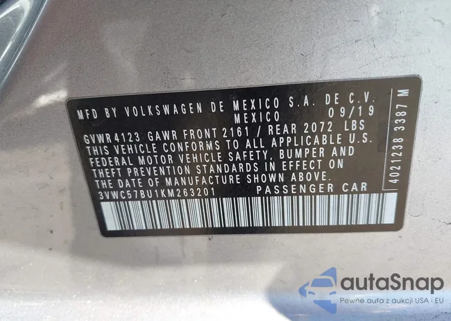 3VWC57BU1KM263201: 43862276