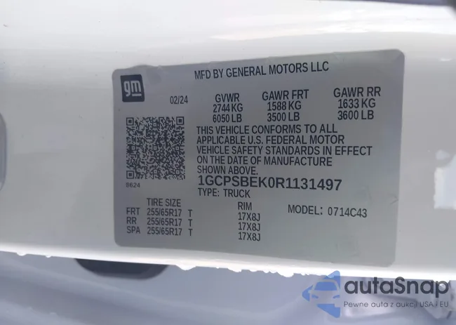 1GCPSBEK0R1131497: 43862337