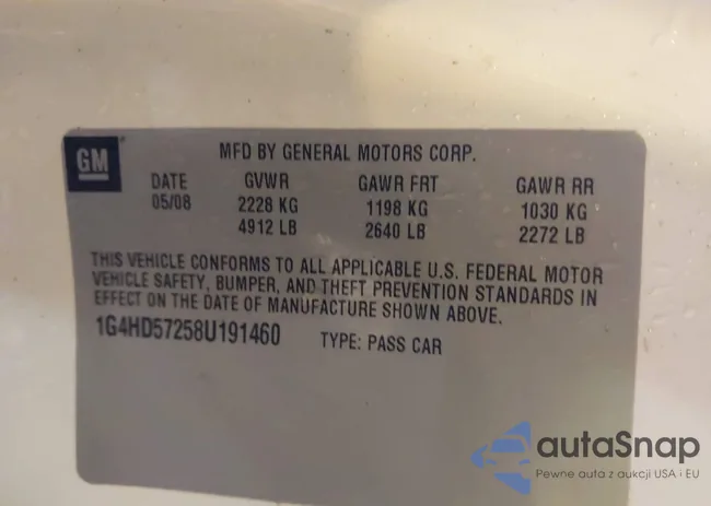 1G4HD57258U191460: 43862347