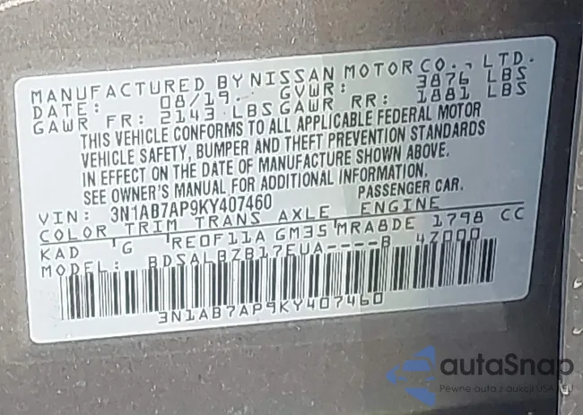 3N1AB7AP9KY407460: 43862350